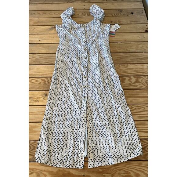 NWT Billabong Pattern Button Front Sundress Size Medium Women’s White Black - Picture 1 of 9